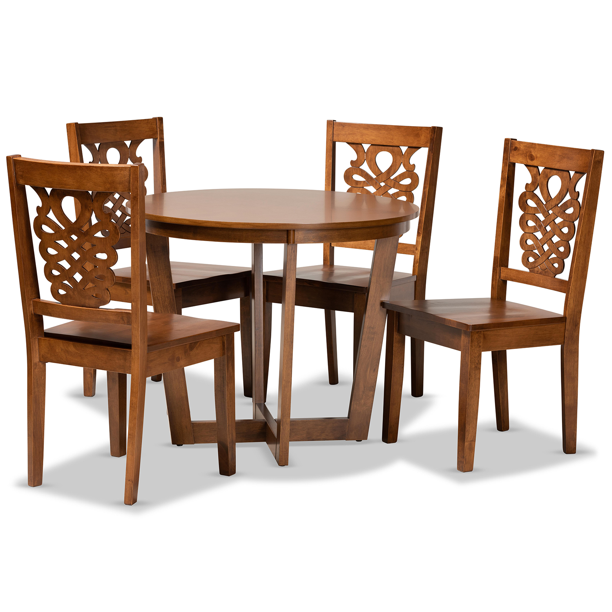 Baxton Studio Salida Modern and Contemporary Transitional Walnut Brown Finished Wood 5-Piece Dining Set